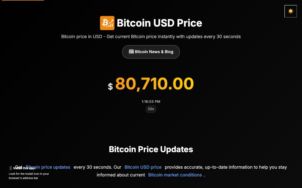 Screenshot of Bitcoin Price Tracker Website - Source Code