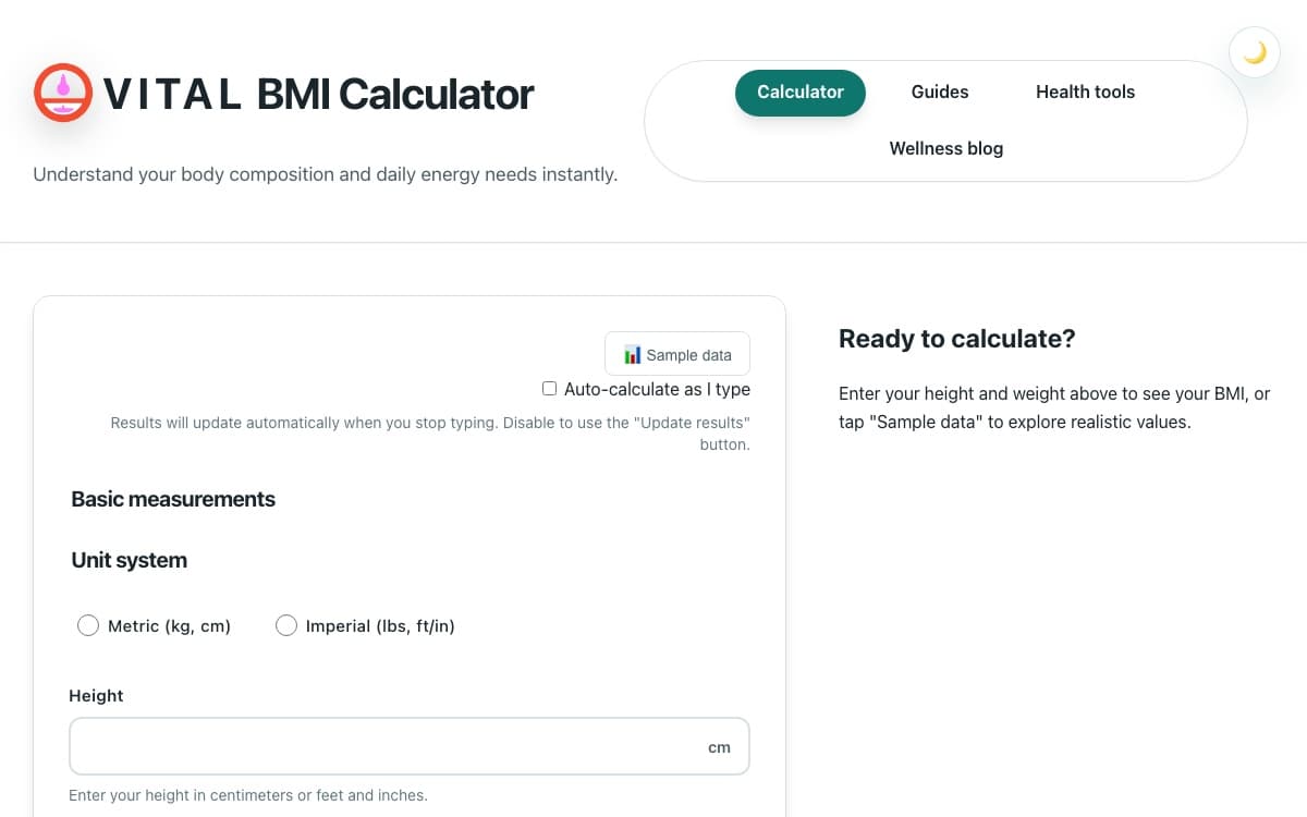 Screenshot of BMI Calculator Website - Source Code
