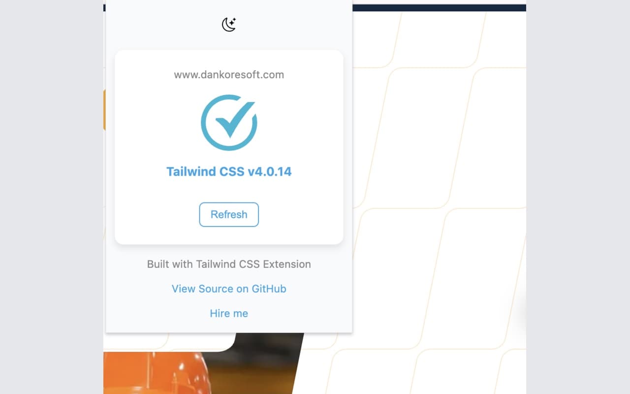 Screenshot of Built with Tailwind CSS Chrome Extension - Source Code